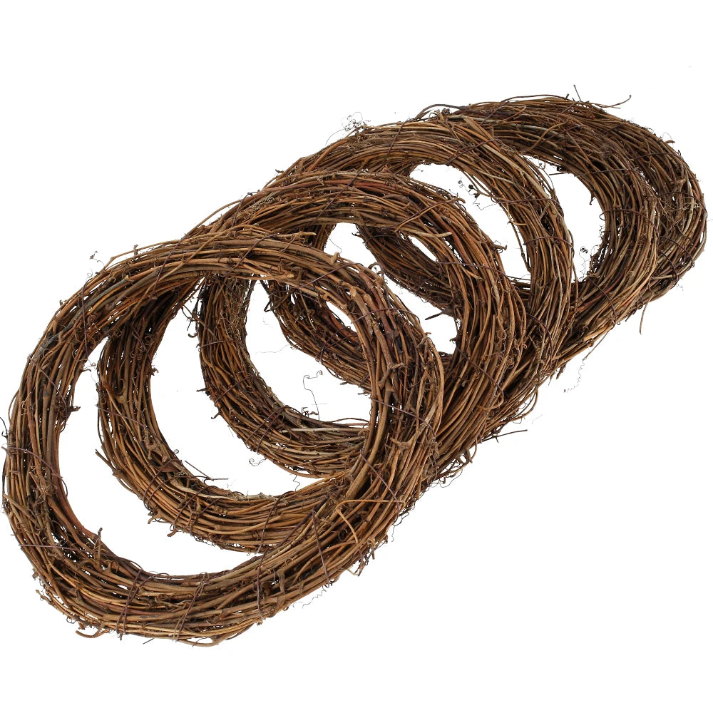 3/5Pcs Round Natural Rattan Wreath Stem Branch Ring Garland Wedding Birthday Party Decor Supplies Christmas Gift 15//20/25/35cm