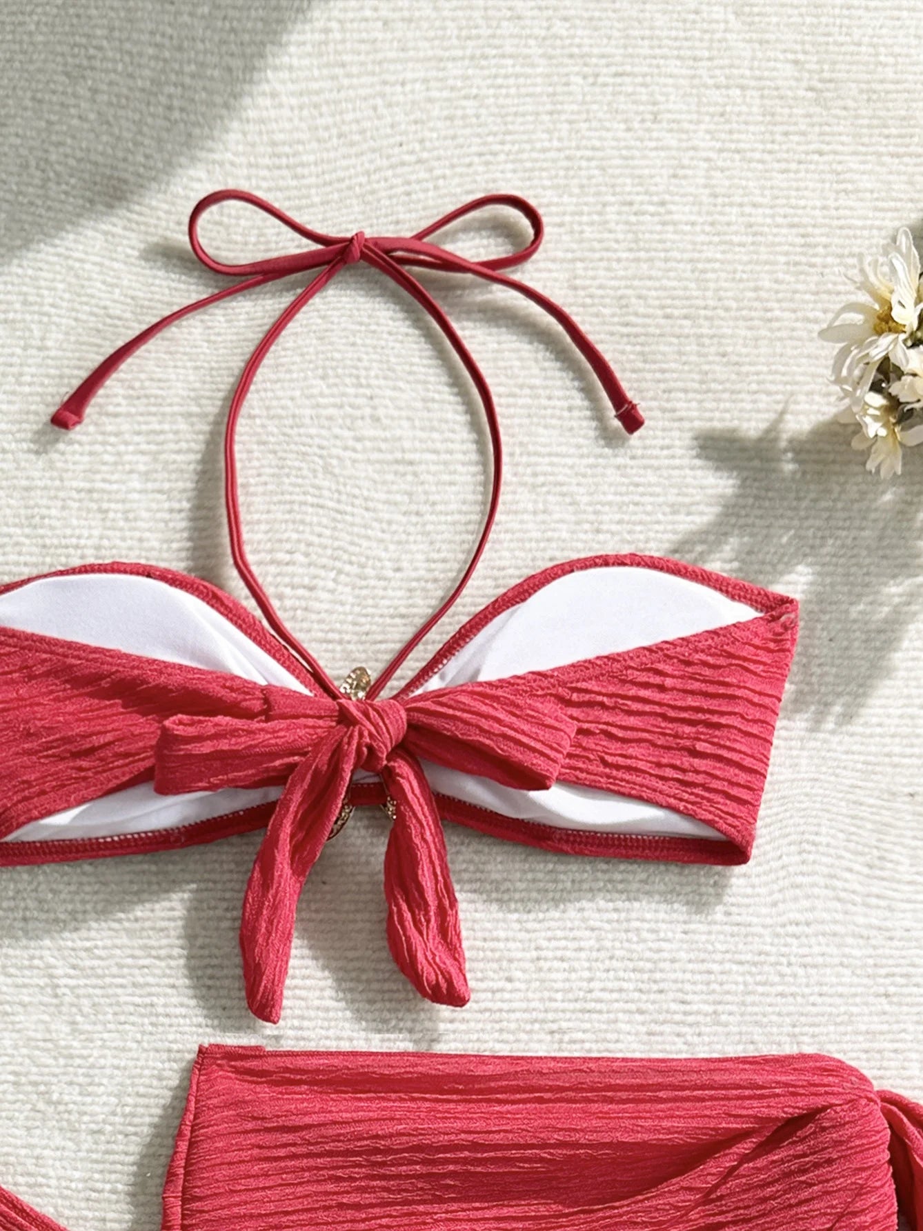 Sexy Metal Starfish Bikinis Set Women Brown Bandeau Push Up Mesh Skirt 3 Piece Swimsuit 2025 Beach Bathing Suit Holiday Swimwear