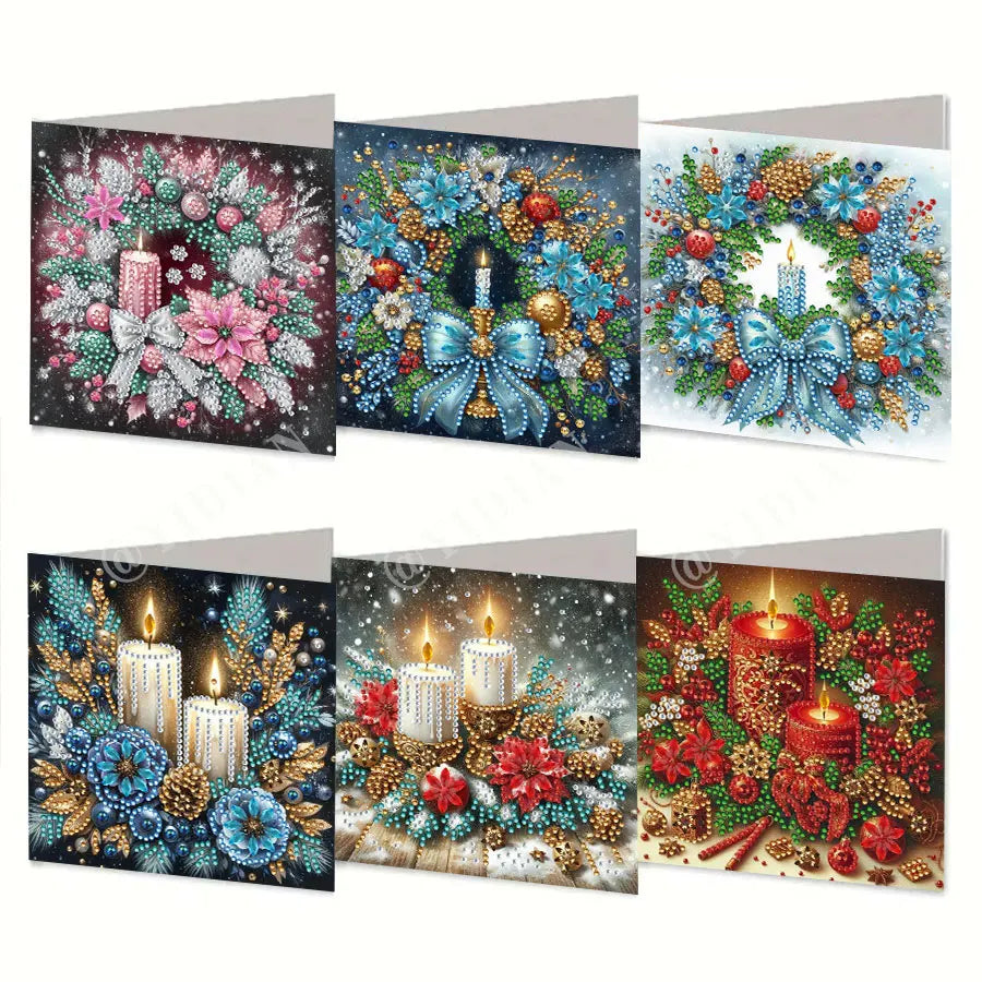 6pcs Diamond Painting Greeting Card Set - Christmas Gift, perfect for sending warm wishes to family and friends