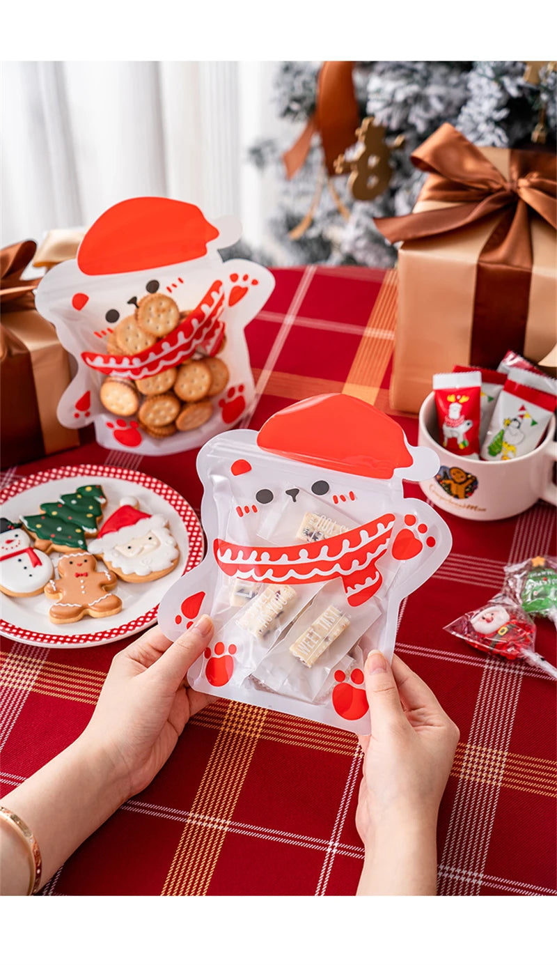 LBSISI Life 25pcs Ball Shape Christmas Gift Bag For Candy Chocolate Cookie Nougat Biscuit Packing Gift Tree Santa Zipper Bags