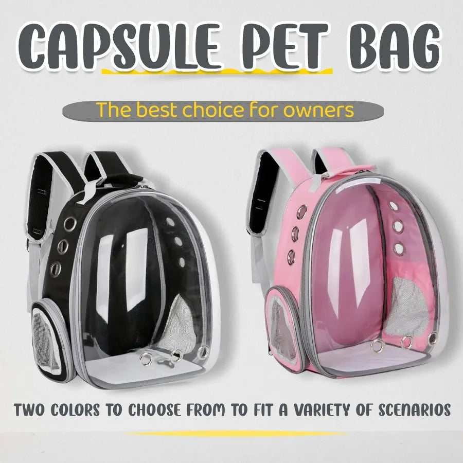 Pink Transparent Waterproof Cat Backpack Carrier with Bubble Design for Outdoor Travel HardSided Pet Carrier Suitable for Cats