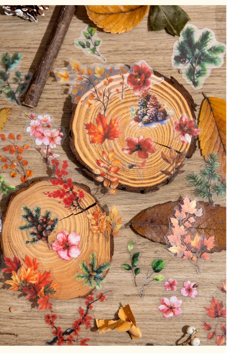 30pcs Plants Flowers Branches leaves Decorative PVC Stickers Scrapbooking Label Diary Stationery Album Phone Cup Journal Planner