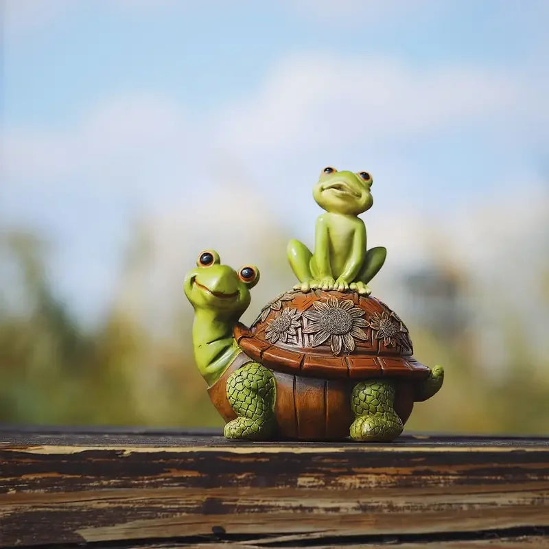 Cute Turtle And Frogs Sculpture Resin Home Garden Decoration Ornaments Animal Statue For Party Room Garden Decor Funny Gift