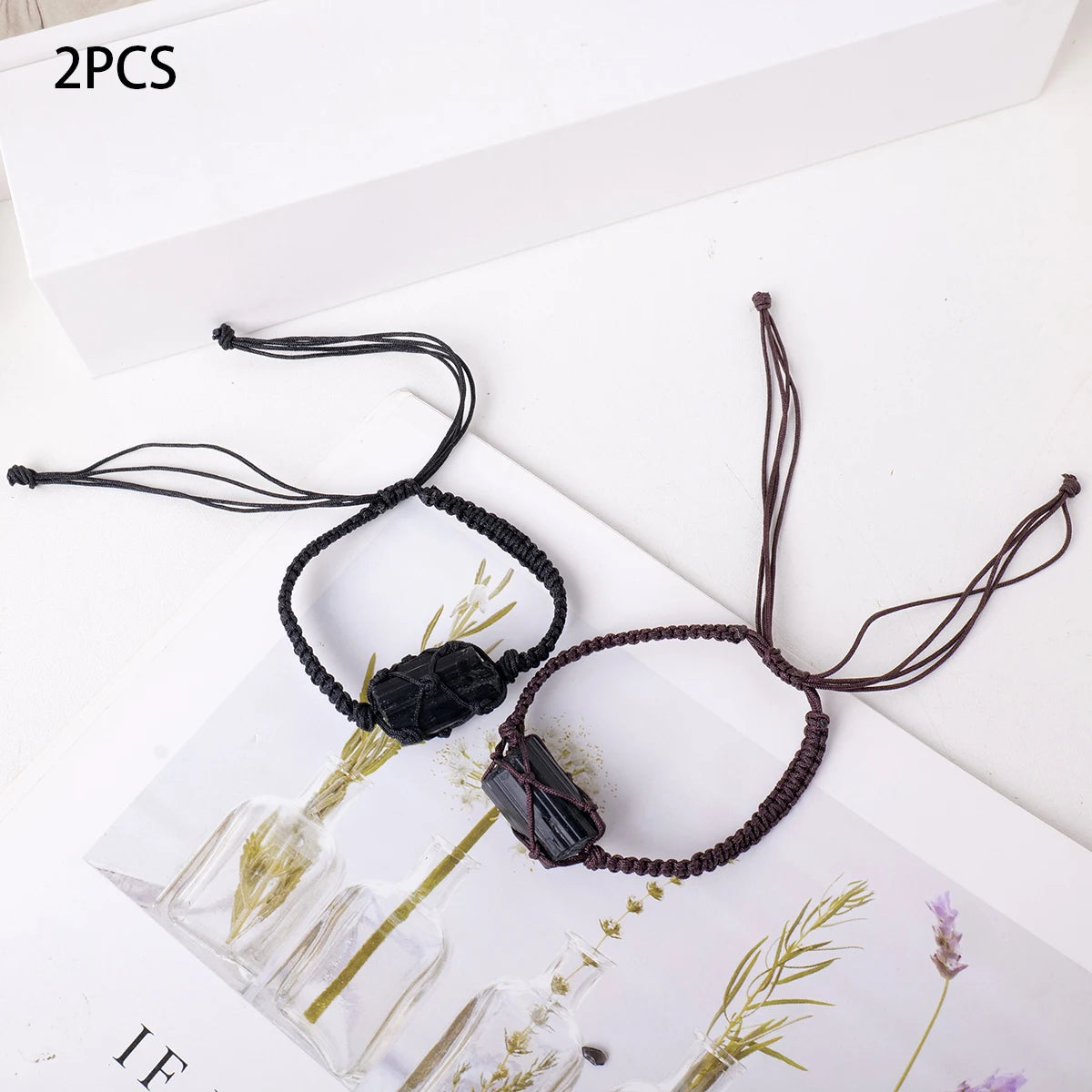 1PC Natural Crystal Black Tourmaline Post Bracelet Adjustable Men Women Wearing Decorative Healing Gift