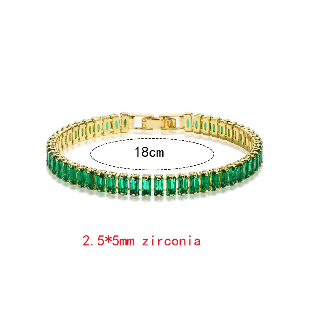 Luxury Rainbow Adjustable Multicolor Tennis Bracelets For Women Ladies Wedding Colorful Zircon Charm Bracelet Hand Chain Jewelry