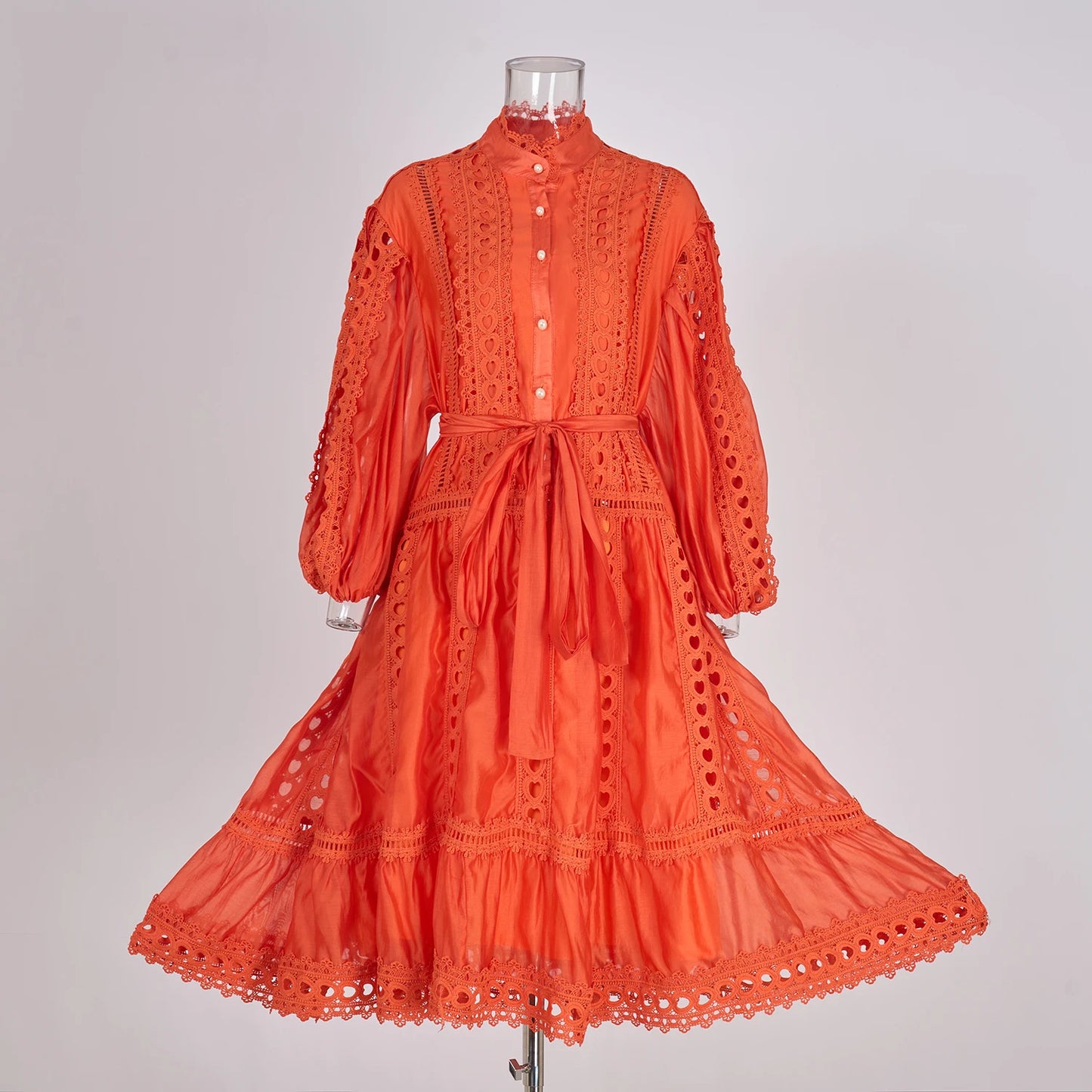 Elegant Embroidery Long Dress 2 Piece Set Women Summer Autumn Hollow Out Crochet Shirts Elastic Waist Long Maxi Skirt Suits