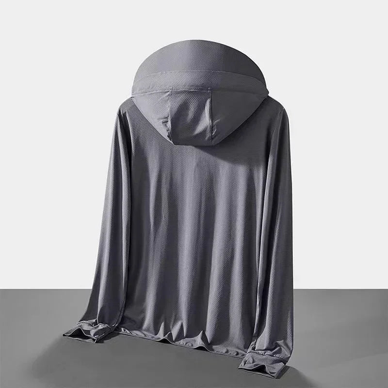 UPF 50+ Sunscreen Jacket for Men -Waterproof Hooded Windbreaker for Summer Fishing and Hunting Quick Dry Sun Protection Clothing
