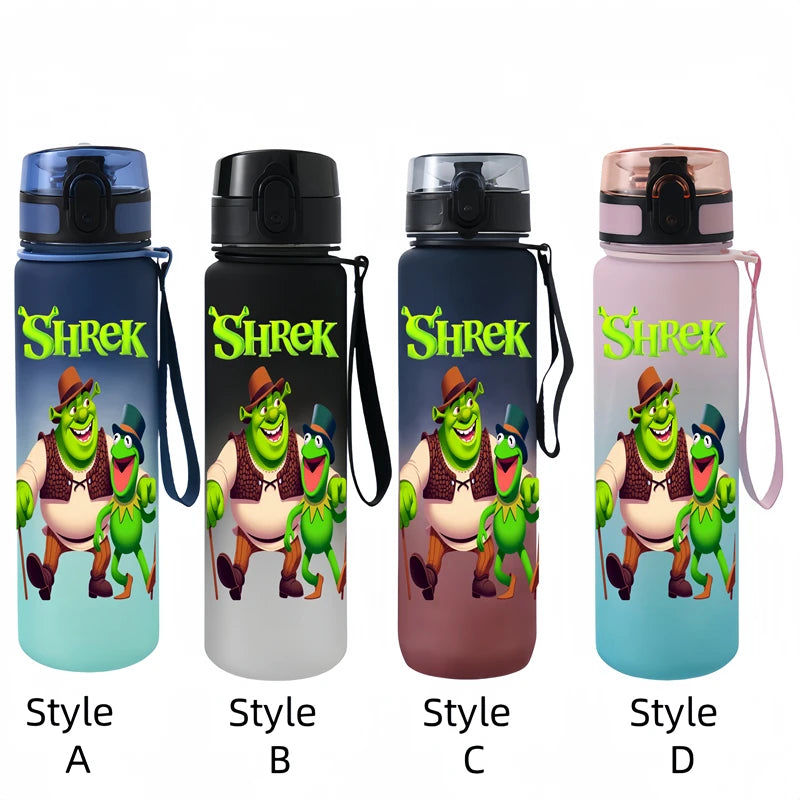 Shrek  650ml Cartoon Characters Portable Water Cup Large Capacity Outdoor Plastic Leak-proof Water Bottle Children's Gift