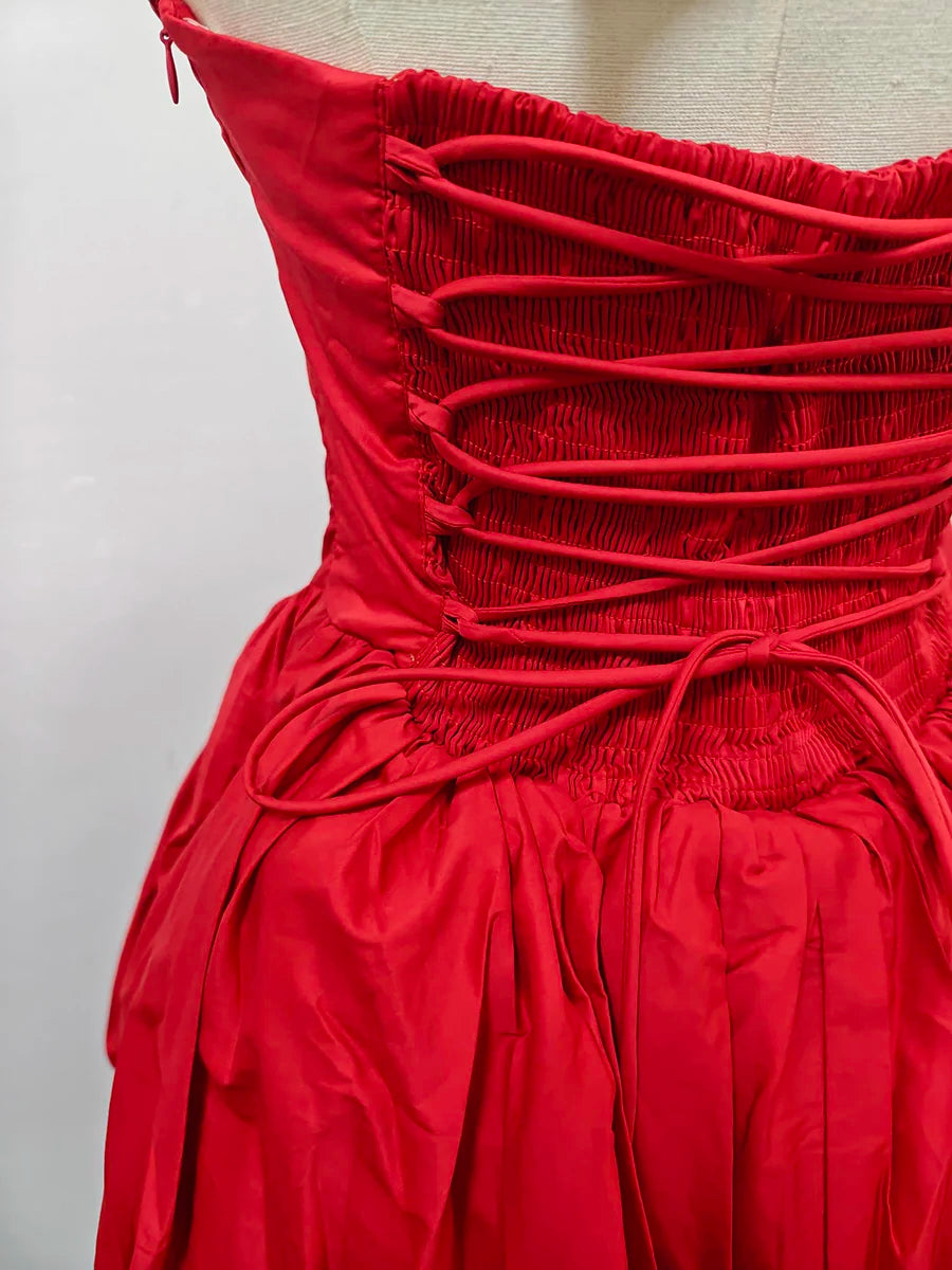 VGH Sexy Temperament Tunic Ball Gown for Women Halter Sleeveless Patchwork Lace Up Short Prom Dresses Female Clothing Fashion