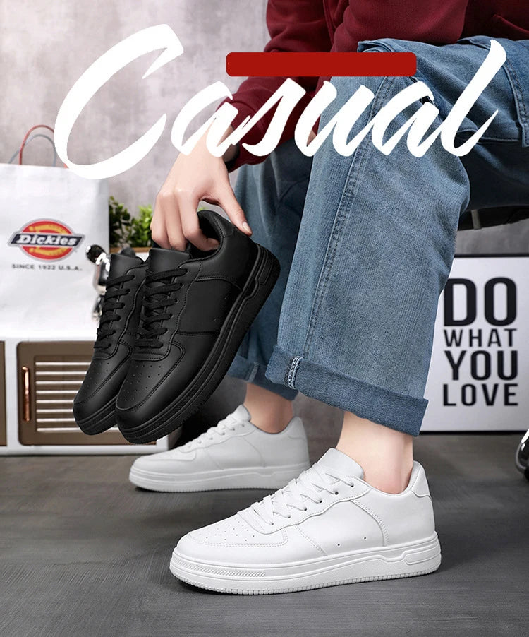 White Casual Sneakers for Men Leather Shoes Fashion Male Mens Tenis Autumn Platform Breathable Flat Man Running Sport Shoes 2024
