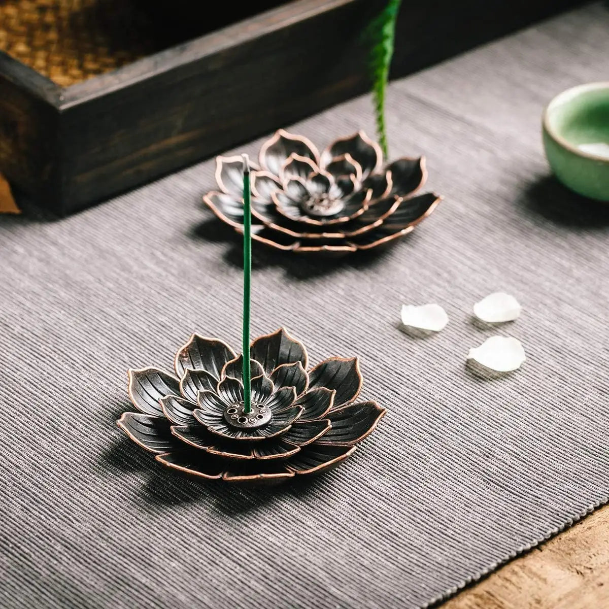 Incense Stick Holder Alloy Lotus Line Incense Burner Yoga Sage Sandalwood Coil Base Bronze Crafs Home Decor Christmas Gift