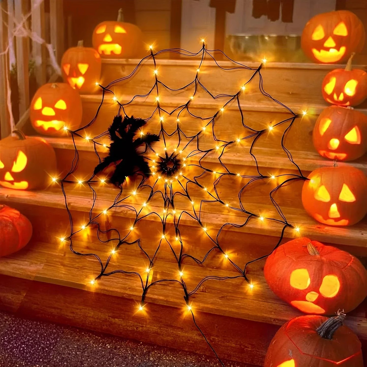 Halloween Window Decorations Purple Spider Web String Lights with 70 LEDs Battery Powered Remote Control 8 Modes for Party Decor