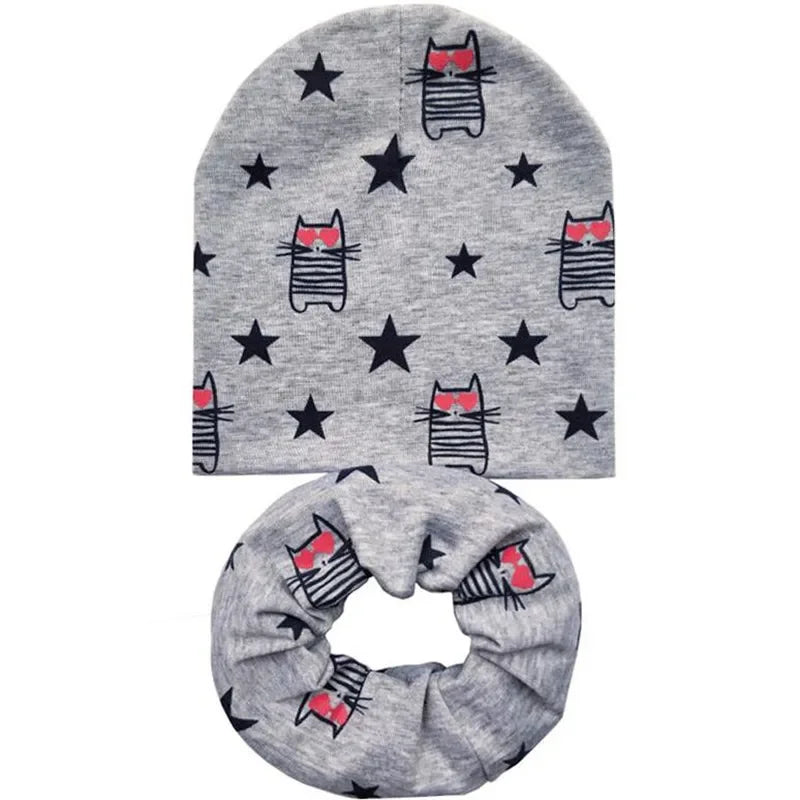 Star Print Cotton Baby Hat Autumn Winter Baby Girls Hat Boys Cap Toddlers Infant Cap Scarf Children Bonnet Hats