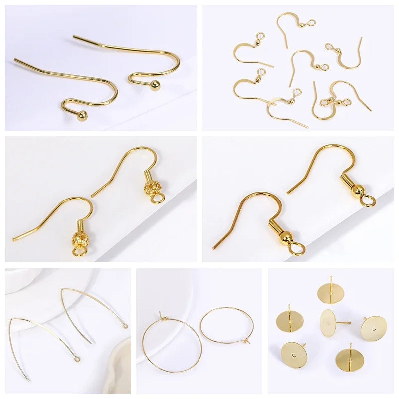 Earring Hooks with Open Loop 18K Gold Plated Ear Wire For Earrings Making Supplies Earwire DIY Accessories