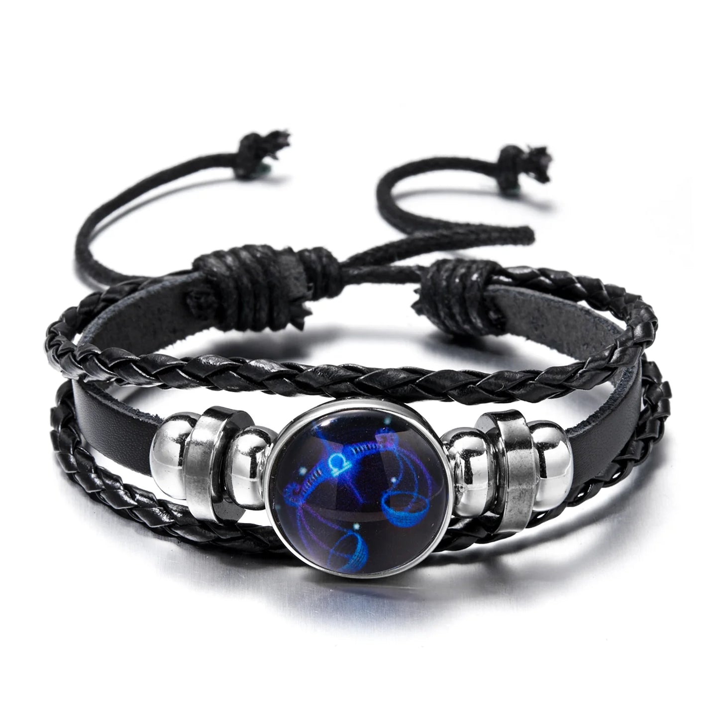 Luminous 12 Zodiac Constellation Sign Braided Couples Leather Bracelet For men Black Rope Charm Party Grow in the dark Jewelry