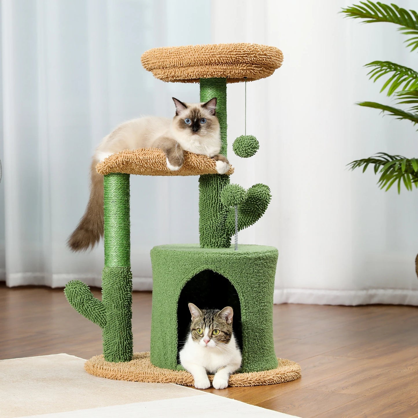Pet Cat Tree House Condo Perch Entertainment Playground Stable Furniture for Kitten Multi-Level Tower for Large Cat Cozy Hommock