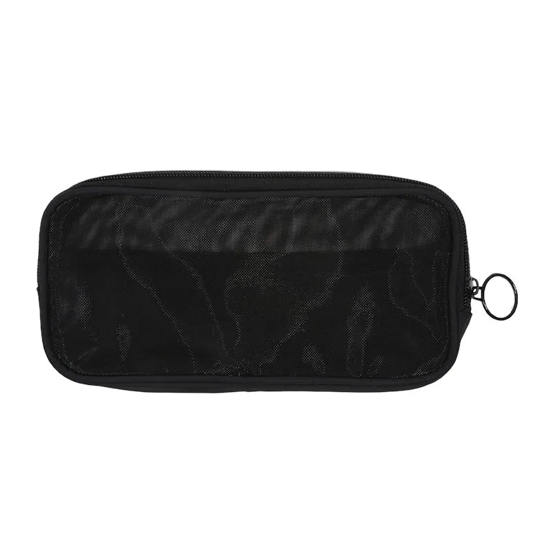 Transparent Mesh Makeup Bag Women Travel Toiletry Wash Cosmetic Bag Storage Case Letter Printed Zipper Make Up Bags 3 Size