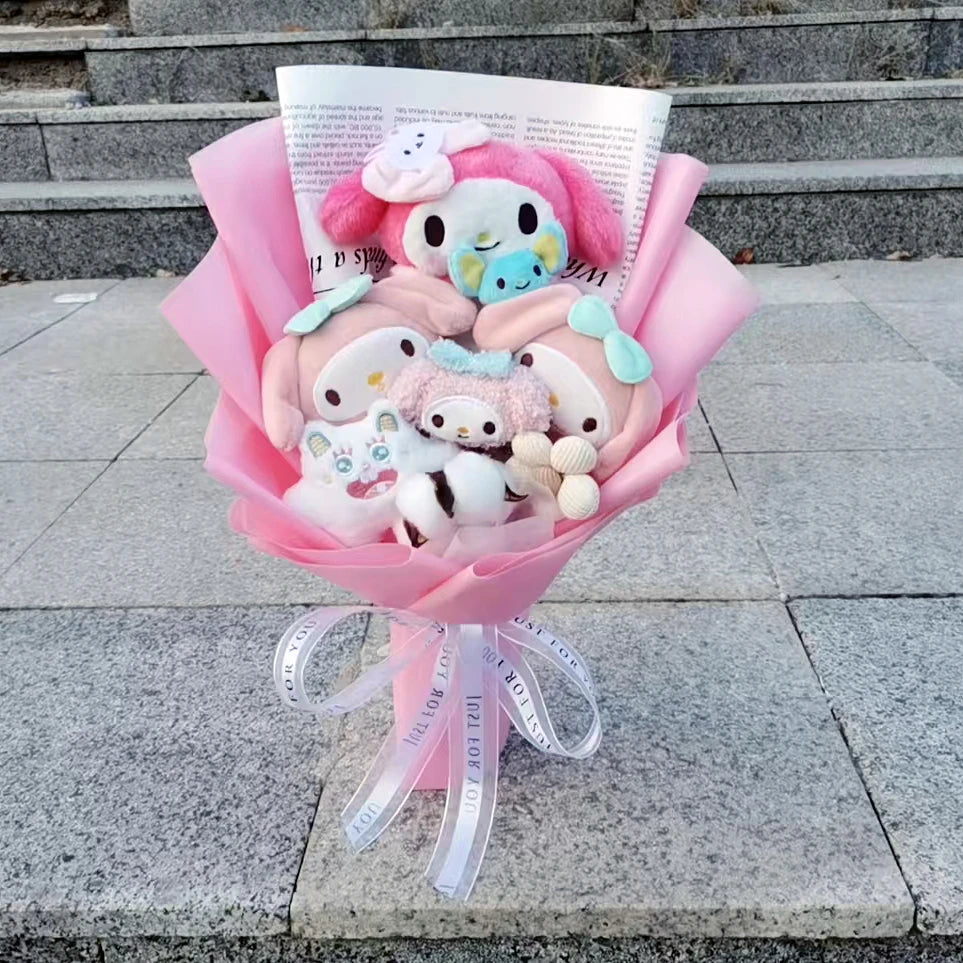 MINISO Anime Hello Kitty Kuromi Bouquet Cinnamoroll  Anime Plush Doll Toy  Valentine's Day Birthday Christmas Gift