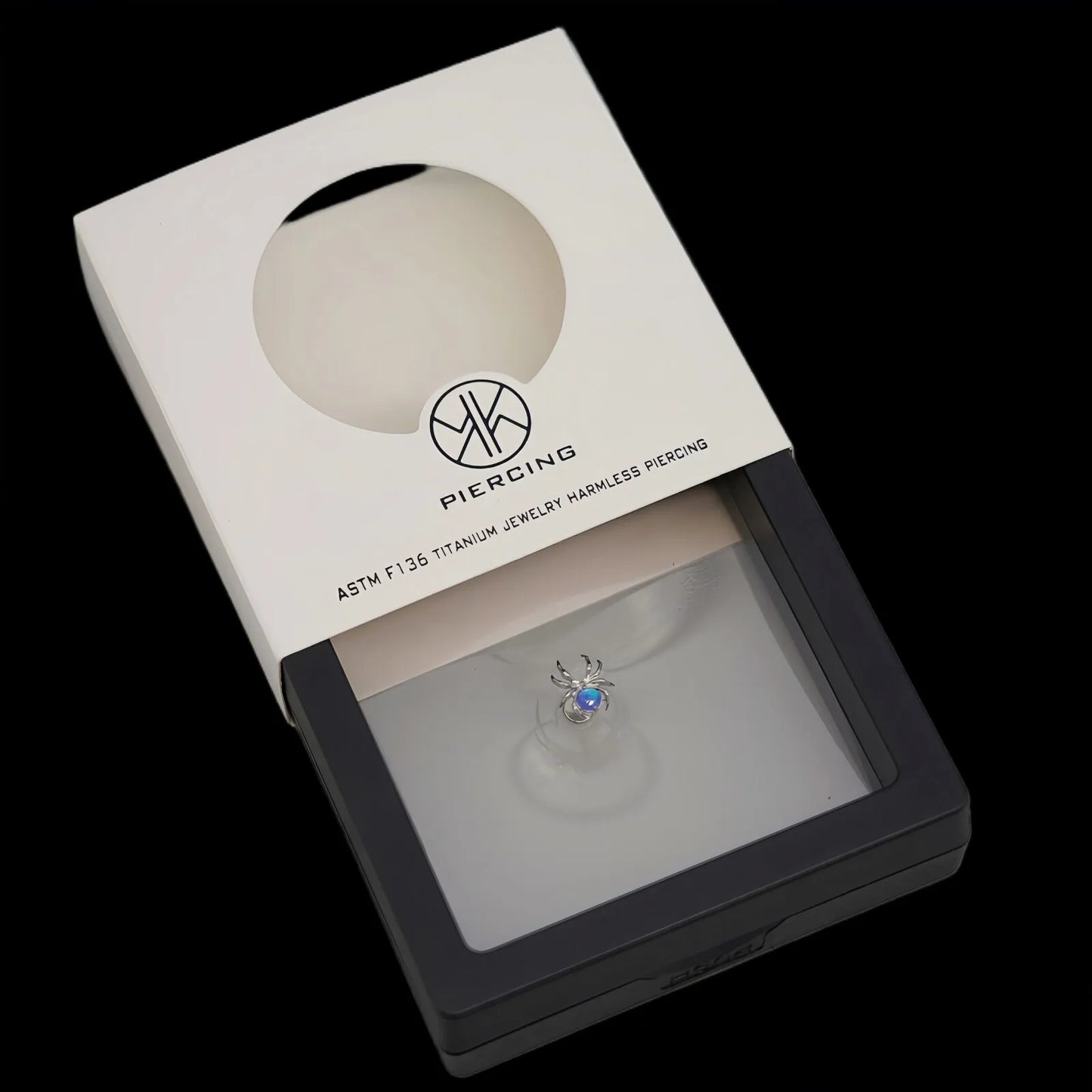 16G ASTM F136 Titanium Rod Opal Spider Cartilage Earrings Animal Spider Helix Tragus Lobe Stud Halloween Piercing Jewelry