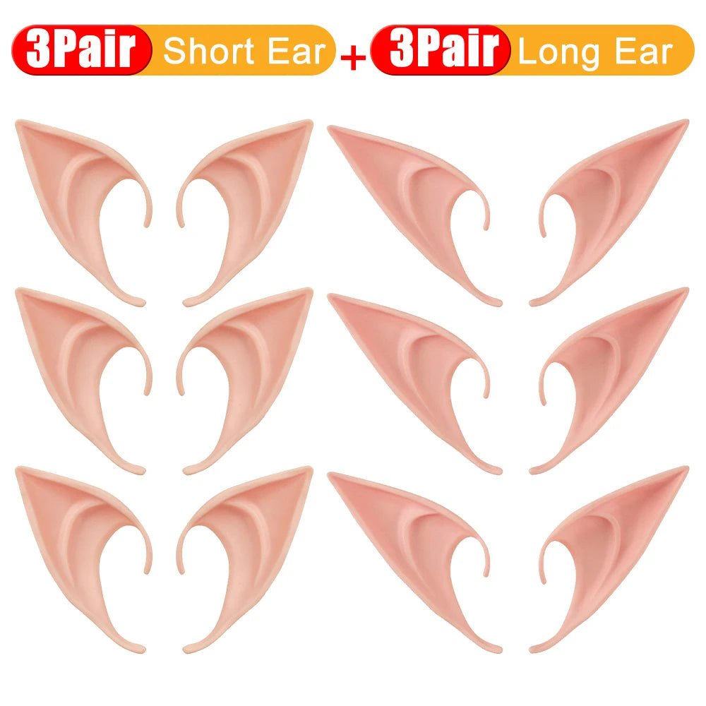 10-1Pair Halloween Angel Elf Ears Fairy Cosplay Latex Ears Halloween Decoration Monster Ears Vampire Cosplay Costume Accessories