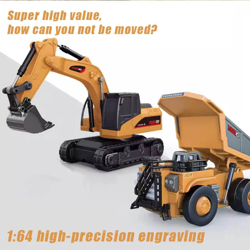 1/64 RC Car Alloy Mini RC Forklift Engineering Vehicle 2.4G Full Scale Mobile Phone RC Excavator Dumper Christmas Gift In stock