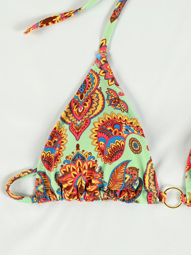 Miyouj Bandage Bikinis Sexy Swimwear Women Swimsuit Triangle Bikini Sets 2025 Bathing Suits Micro Thong Print Swimsuits