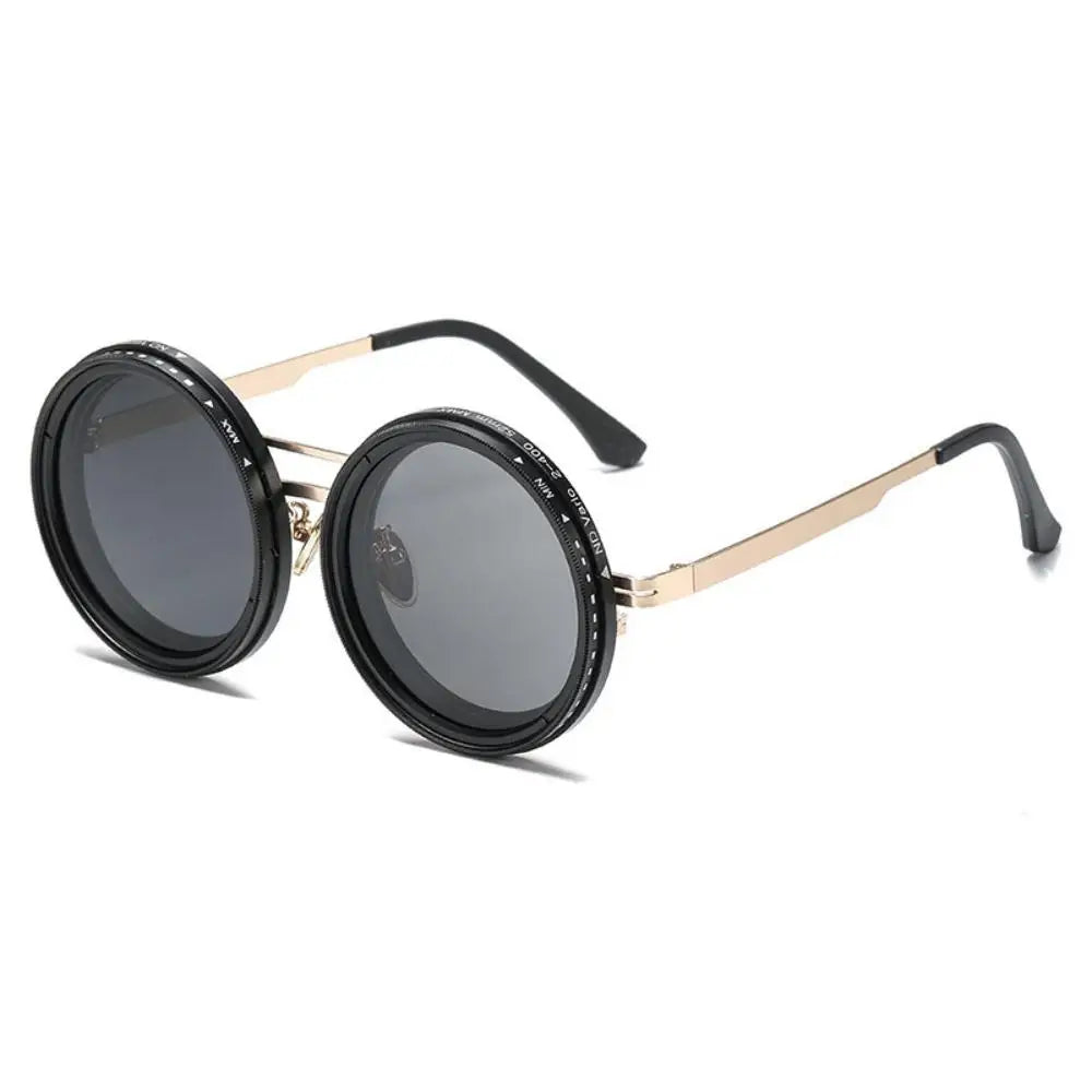 KLASSNUM ND Sunglasses Dimming Glasses Men Outdoor Polarized Sun Glasses Retro Punk Round Frame Women ND9 Tint Eyepiece New In