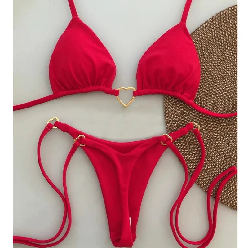 Sexy Red Bikinis Women's Swimwear Female Swimsuit For Swimming Wear Bathing Suits Brazilian Bikini Set Beachwear Pool Bather