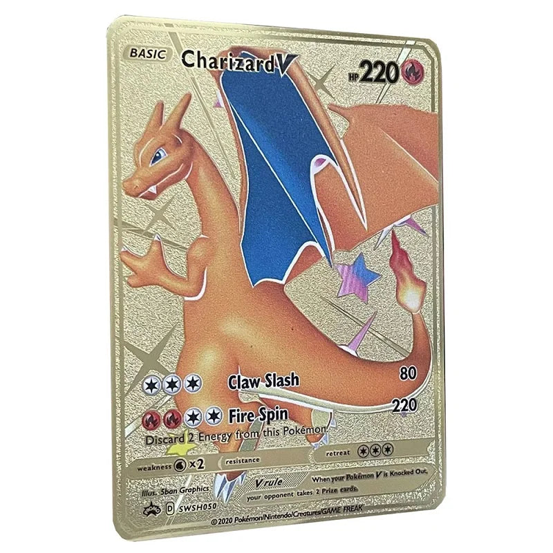 Pokemon Metal Card 10000 Points Arceus Charizard Raichu Super Card Golden English Mewtwo Vmax GX EX Christmas gift