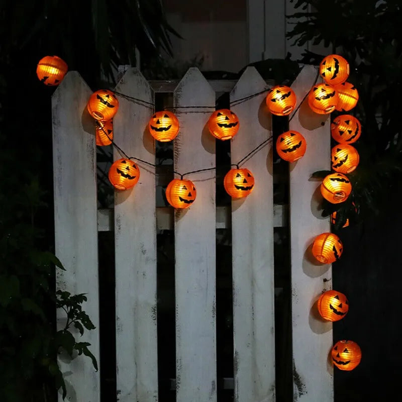 Halloween Pumpkin Lantern Solar String Lights Outdoor Waterproof LED Fairy String Lights Garden Yard Halloween Party Decorations