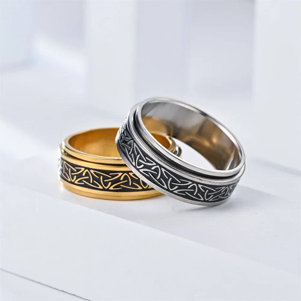 Viking Dragon Stainless Steel Anti Stress Rings Men Fidget Spinner Free Shipping Anti Anxiety Relaxing Rotating Ring Anillo