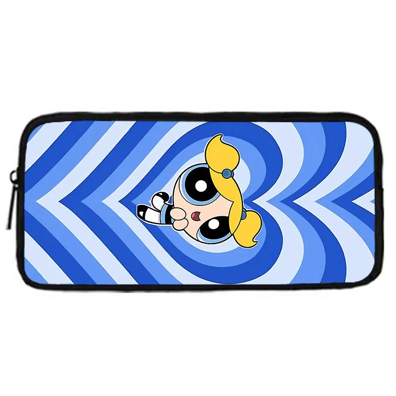 Cute P-PowerpuffS Girls 3 pcs set Child School Backpack with Lunch Bags ,Pencil Bags ,School Bags for Boys Girls Best Gift