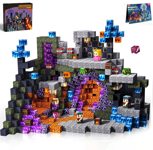 100PCS Magnetic Blocks Building Toys Cave World Magnet Construction Set STEM Educational Sensory Christmas Gift For New Year