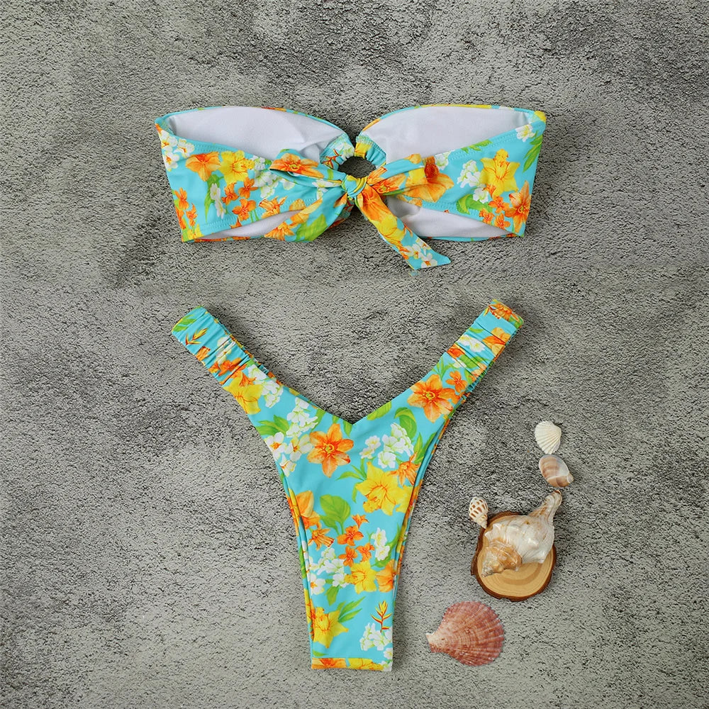 Micro Bikini Push Up Women Swimsuits 2024 Sexy Female Swimwear Brazilian Bikini Set Thong Biquini Swim Suits Print Beachwear