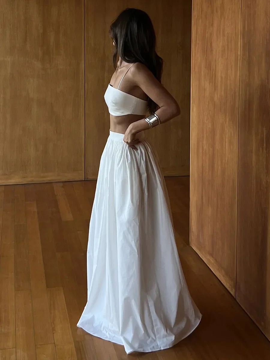 Wolfeel 100% Cotton Suspender Underwear Half Long Skirt Set Summer Beach Style Sexy Stylish Underwear Skirt Set Women's Clothing