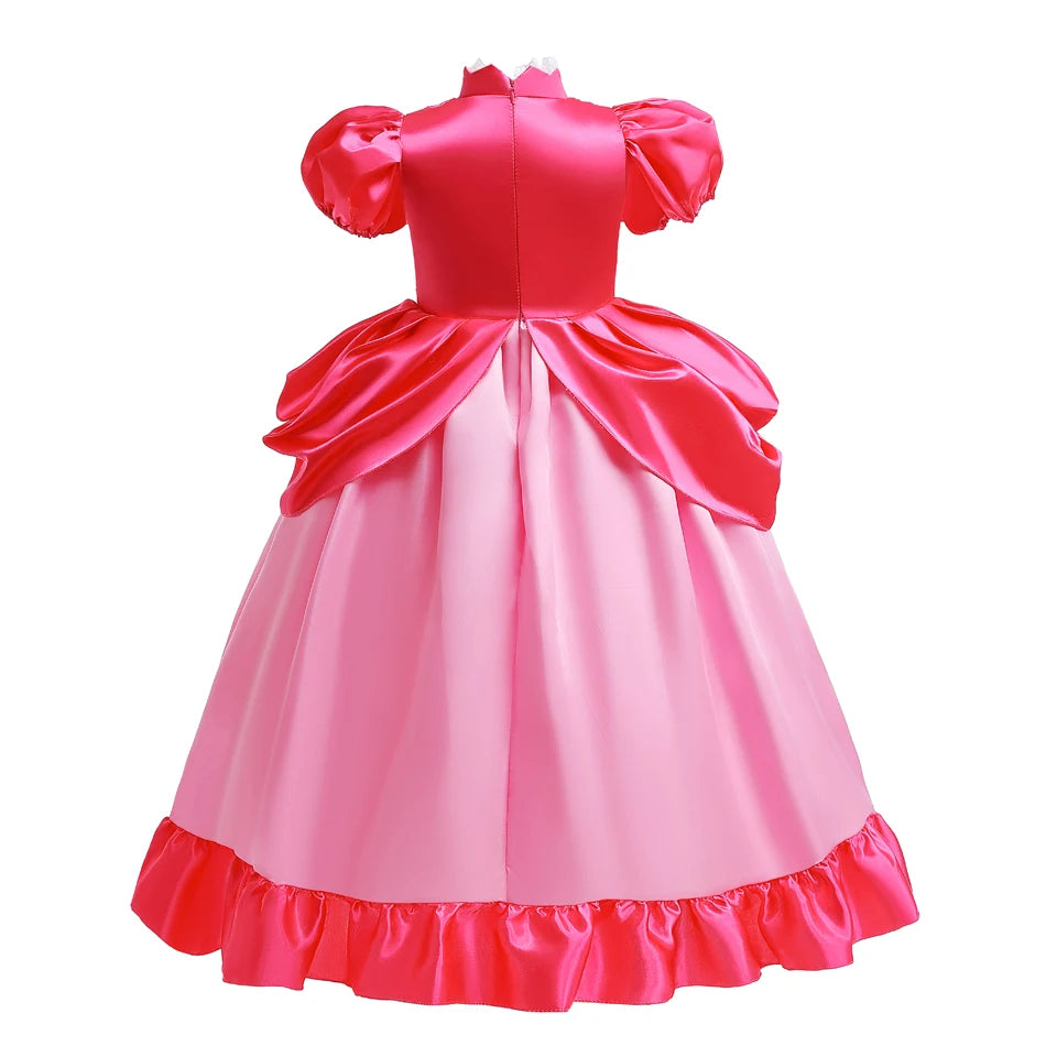 Peach Dress For Girls Cosplay Dress Up Princess Costume Halloween Game Role Play 4 6 8 10 Yrs Kid