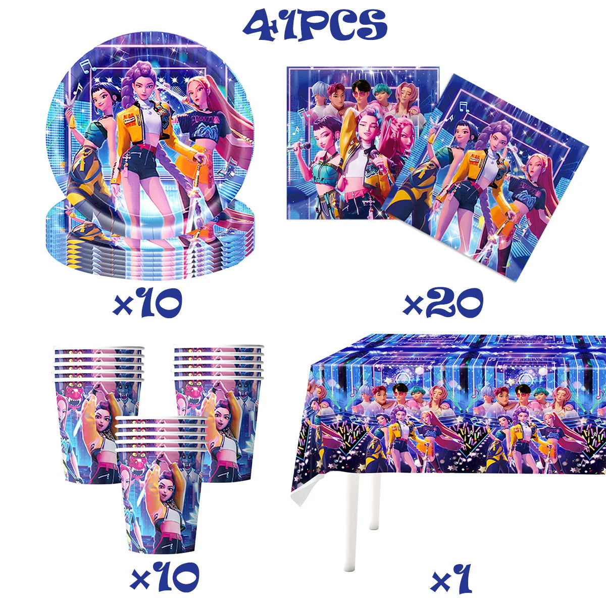 K-Ppop Demon Hunter Party Favor Disposable Tableware Set Backdrop Banner Slap Bracelets Baby shower Birthday Christmas Gift