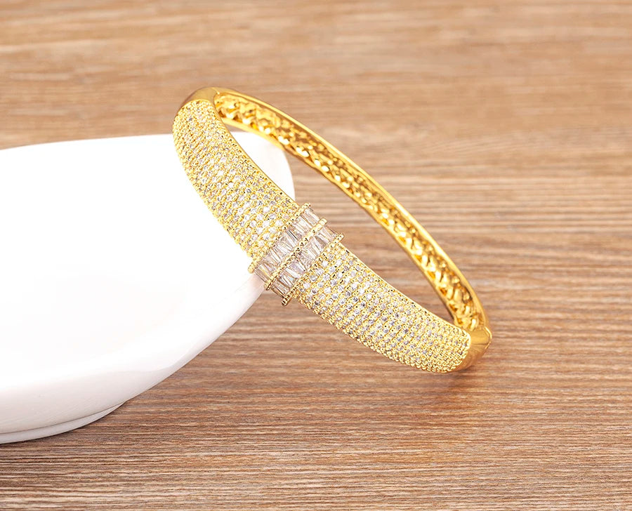 Nidin High Quality Pave Shiny Zircon Charm Bracelets 6 Colors For Women Wedding Party Adjustable Bangles Luxury Jewelry Gifts