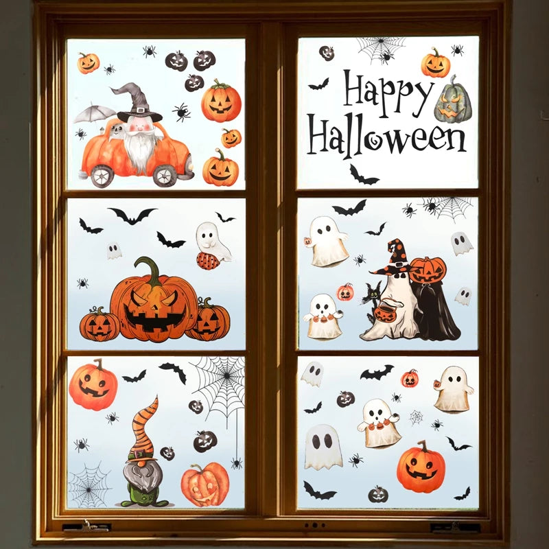 Halloween Window Sticker Halloween Theme Party Home Window Decoration Pumpkin Bat Window Stickers Trick or Treat Party Supplies