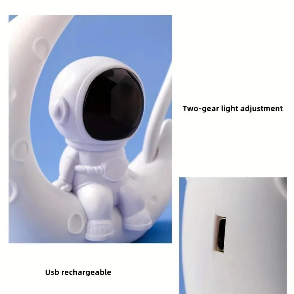 Creative Moon Astronaut Nightlight, LED Small Desk Lamp for Bedroom Decoration, Christmas Gift