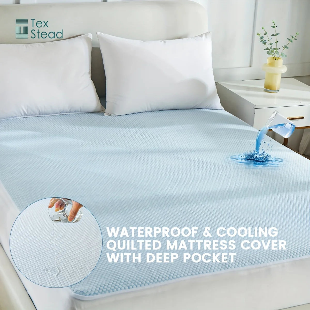 1 Pc Cooling fitted mattress topper waterproof fiitted sheet, Luxurious Soft for Hot Sleepers, Soft Fabric with Deep Pocket