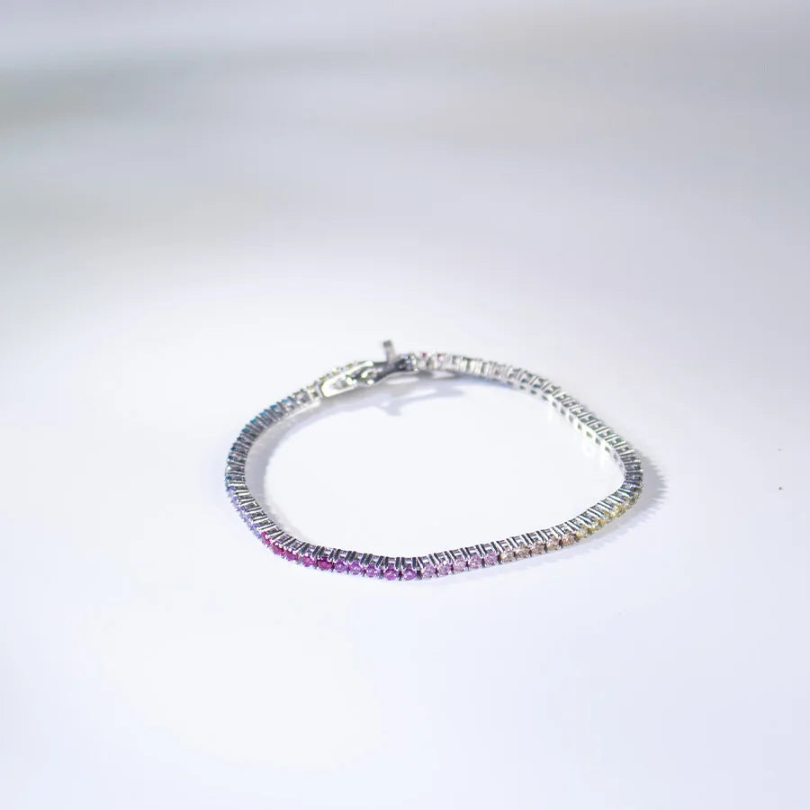 2mm Rainbow Tennis Bracelet Silver 925 Bracelet luxury Bracelets with Exquisite Box 2024 Woman