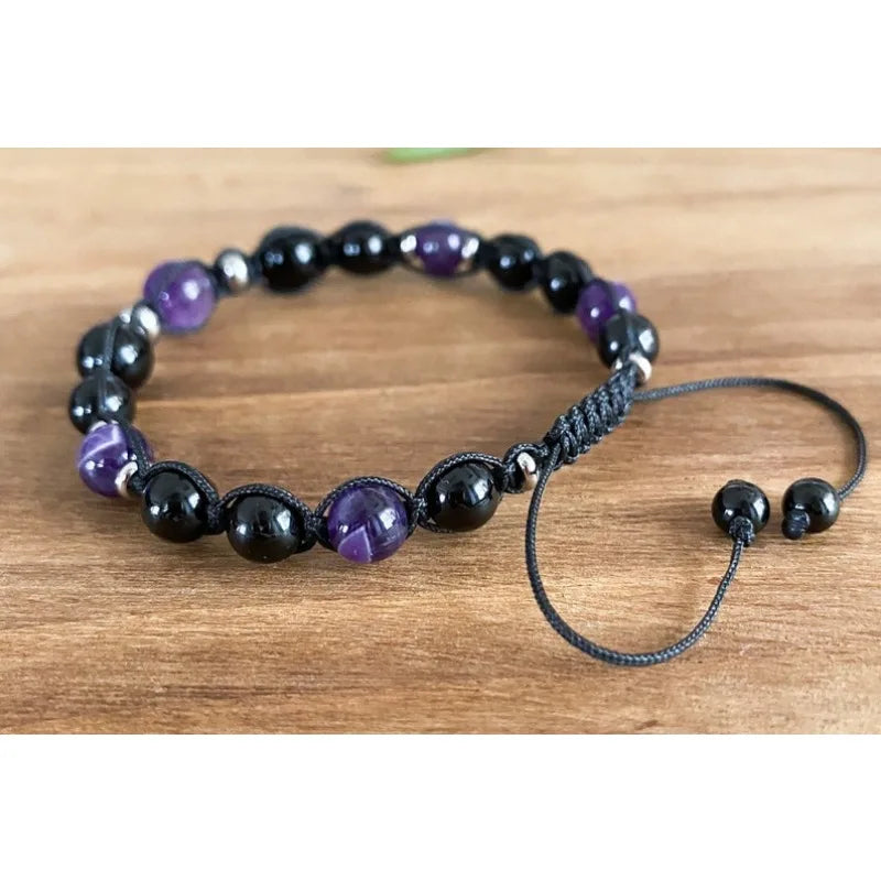 Black tourmaline amethyst bracelet
