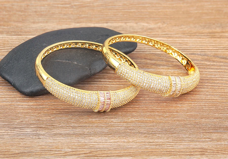 Nidin High Quality Pave Shiny Zircon Charm Bracelets 6 Colors For Women Wedding Party Adjustable Bangles Luxury Jewelry Gifts