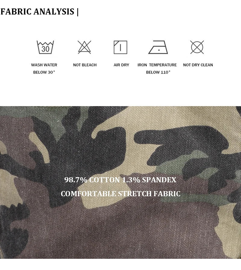 Streetwear Fashion Men Jeans High Quality Stretch Slim Fit Camo Trousers Embroidery Patch Designer Hip Hop Denim Pants Hombre