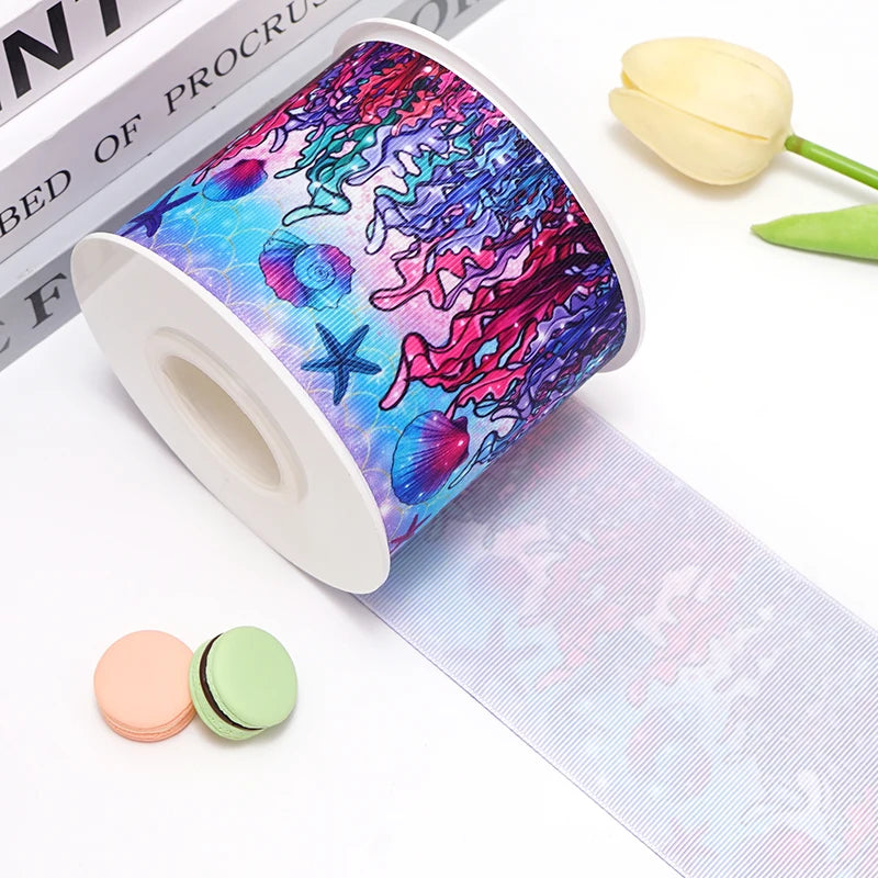5 Yards Printed Grosgrain Ribbons For Bows DIY Craft Decoration Packaging Supplies 84400