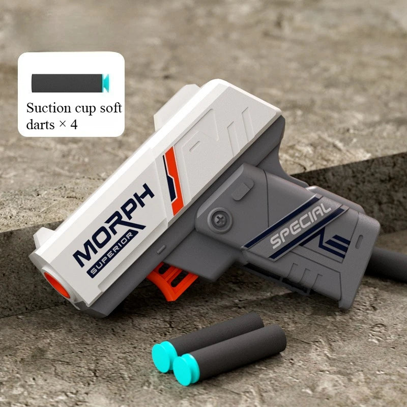 Mini Soft Bullet Toy Gun Rotary Fidget Design Foldable Foam Dart Launcher for Boys Shooting Toy Fun Christmas Gift for Kids