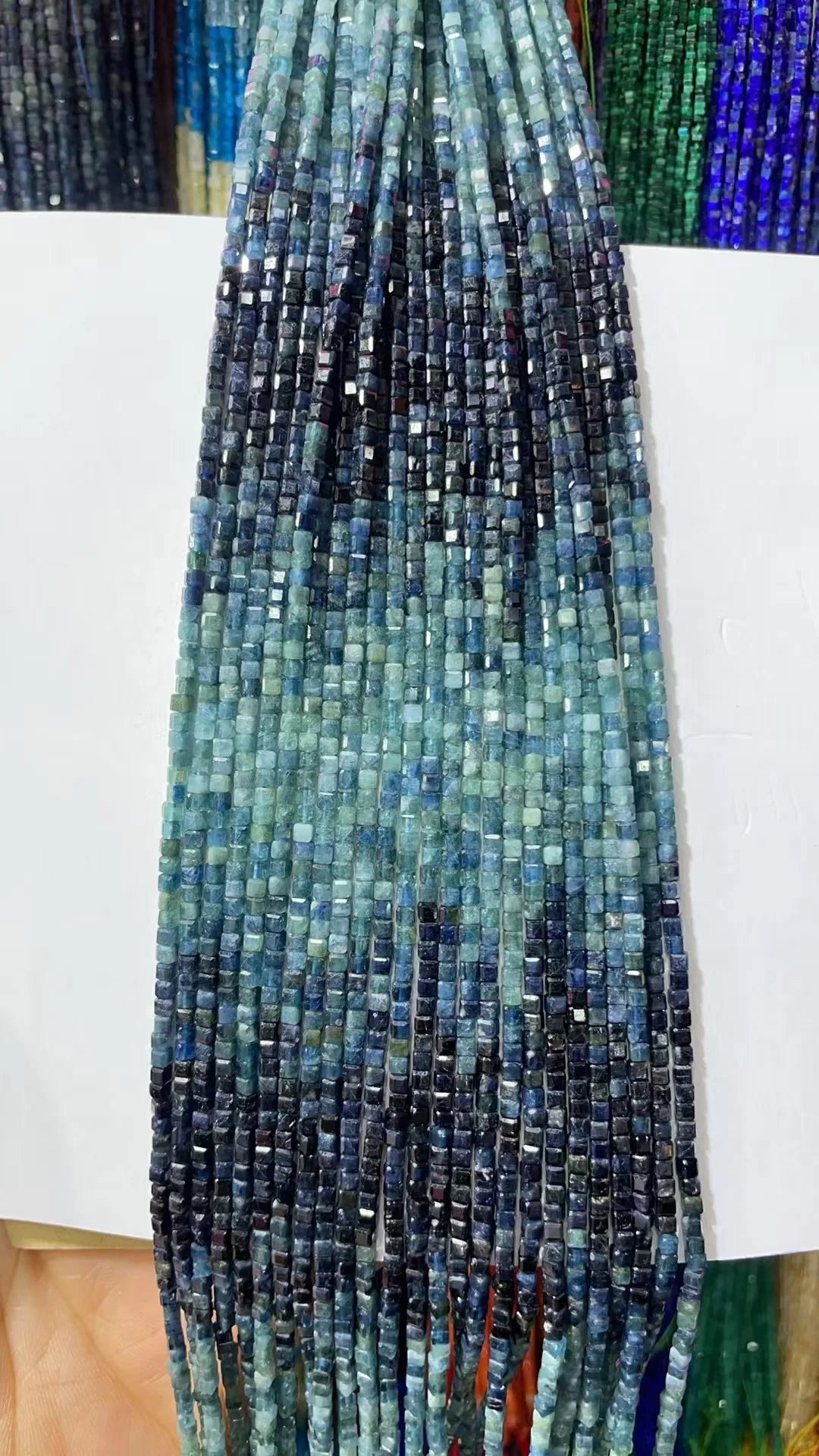 Natural Rainbow Tourmaline Cube Faceted 2.5X2.5mm Length38.5cm