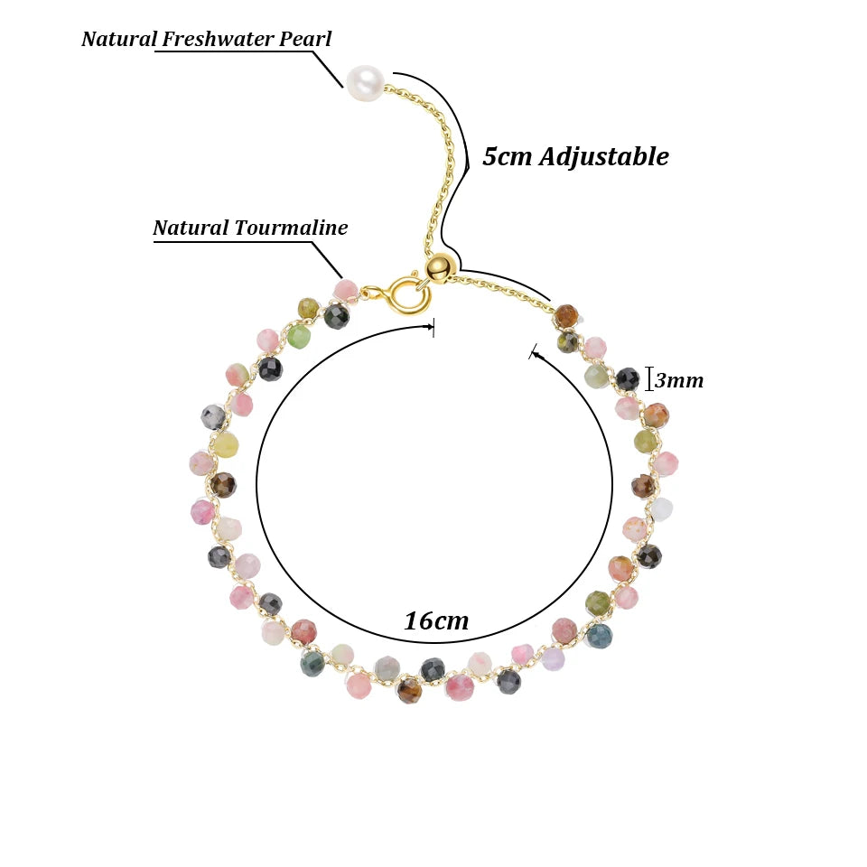 3MM Natural Stone Tourmaline Bracelet For Women  on Hand Jewelry Party Wedding Luxury Gift  AmethystSet Handmade New In