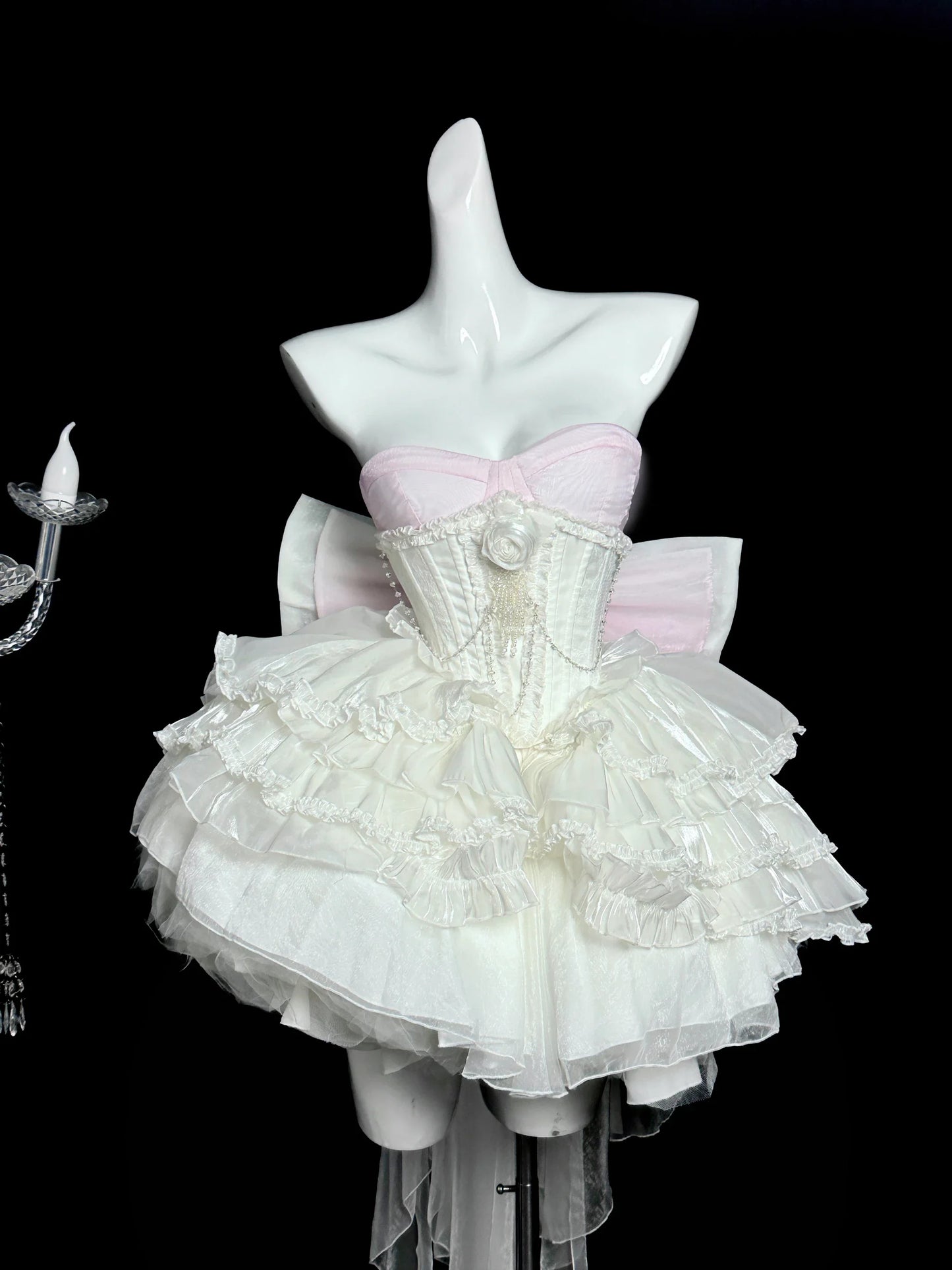 Tube Top Dress Sweet Japanese Lolita Heavy Industry Birthday Dresses Waist Thin Bow Trailing Fluffy Princess Vestidos For Women
